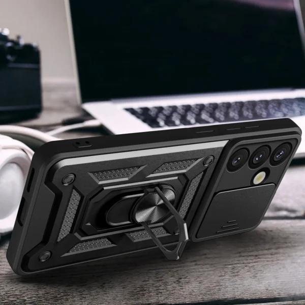 Hybrid Armor Camshield Armored Case with Stand and Camera Cover for Google Pixel 9A - Blackeng