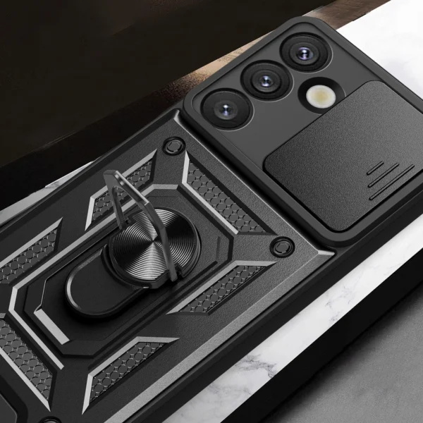 Hybrid Armor Camshield Armored Case with Stand and Camera Cover for Google Pixel 9A - Blackeng