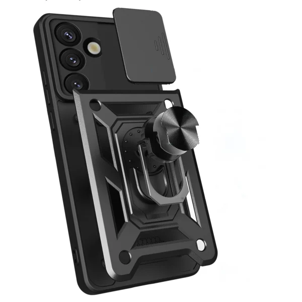 Hybrid Armor Camshield Armored Case with Stand and Camera Cover for Google Pixel 9A - Blackeng