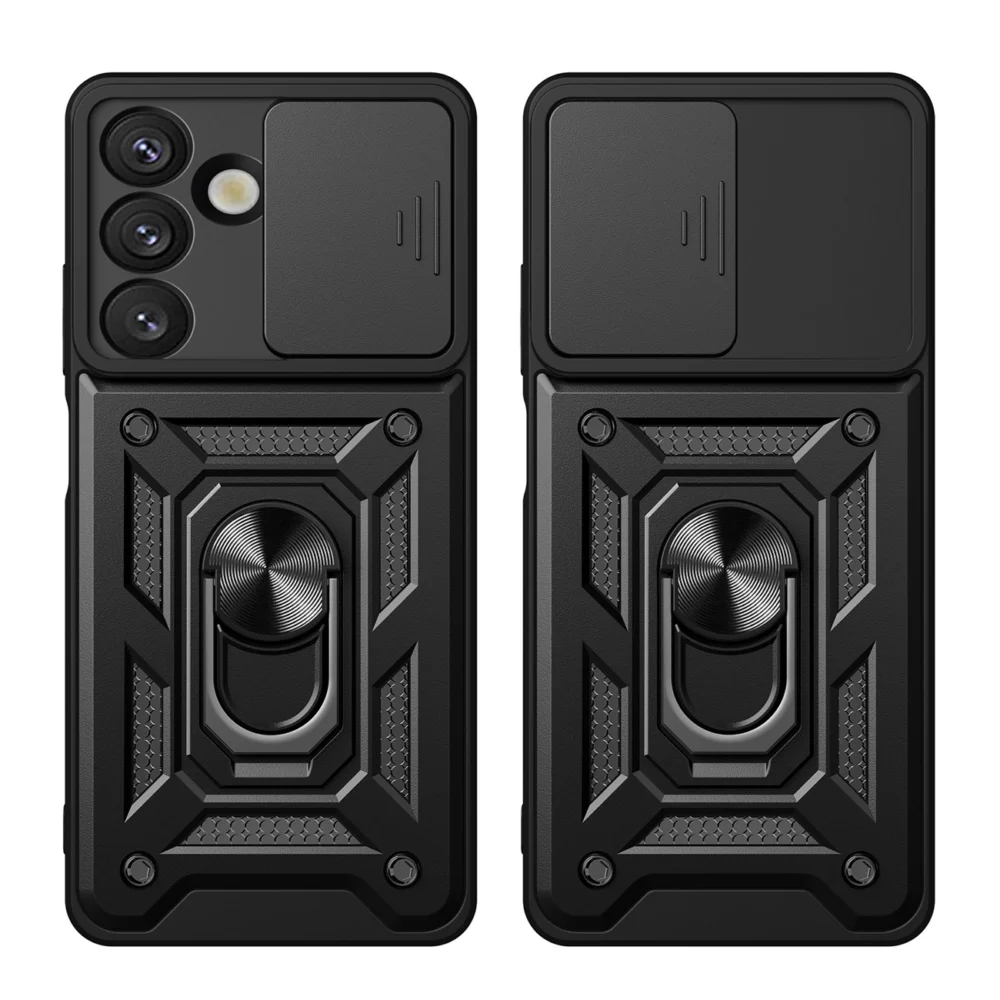 Hybrid Armor Camshield Armored Case with Stand and Camera Cover for Google Pixel 9A - Blackeng
