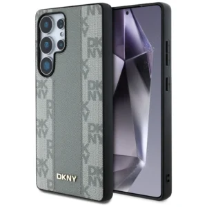 DKNY Leather Checkered Pattern MagSafe Case for Samsung Galaxy S25 Ultra - Grayeng