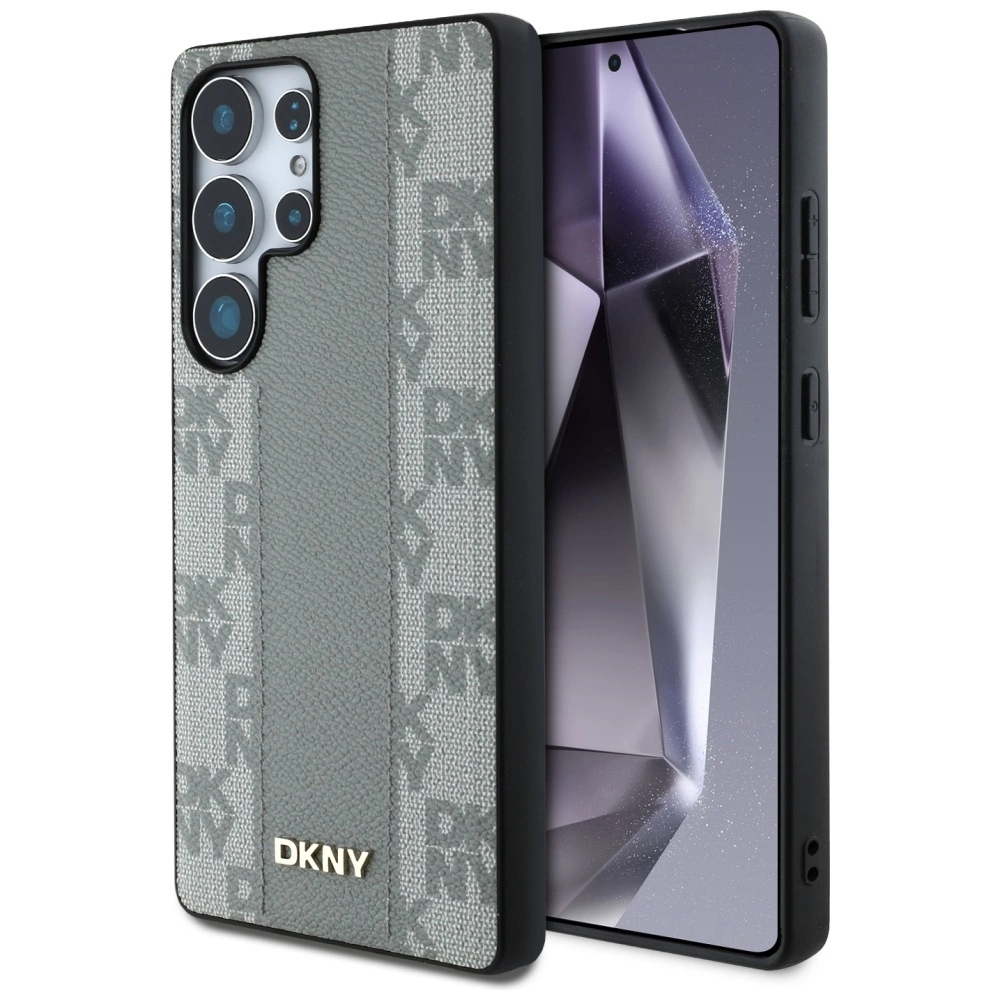 DKNY Leather Checkered Pattern MagSafe Case for Samsung Galaxy S25 Ultra - Grayeng