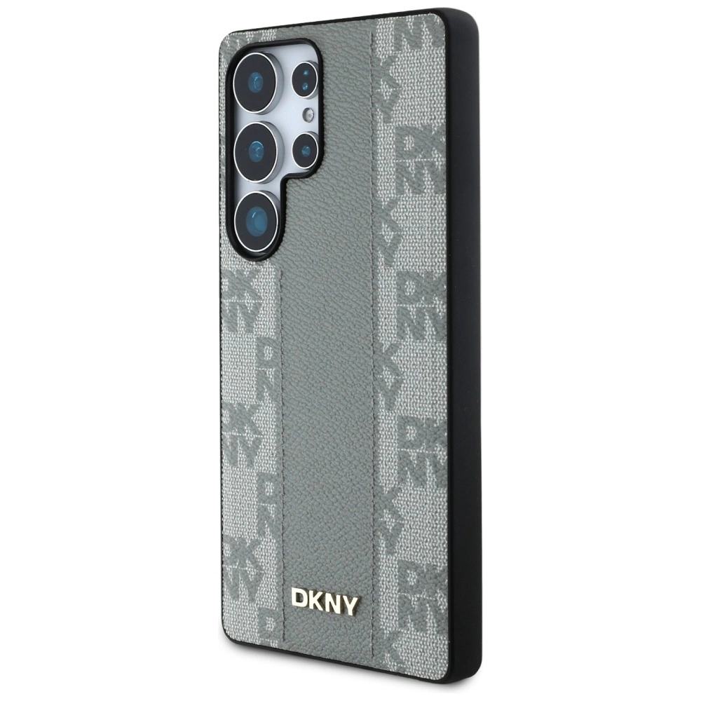 DKNY Leather Checkered Pattern MagSafe Case for Samsung Galaxy S25 Ultra - Grayeng