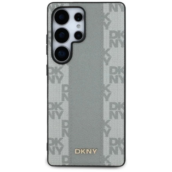 DKNY Leather Checkered Pattern MagSafe Case for Samsung Galaxy S25 Ultra - Grayeng