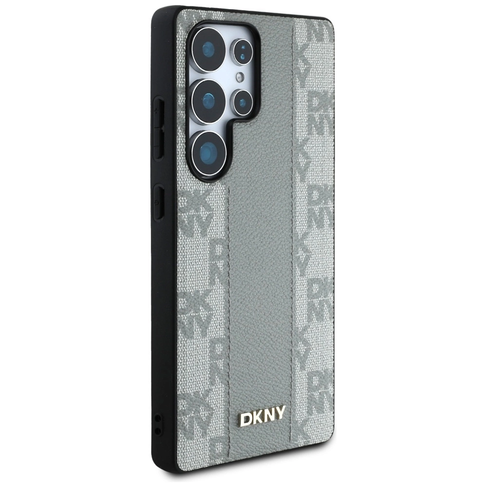 DKNY Leather Checkered Pattern MagSafe Case for Samsung Galaxy S25 Ultra - Grayeng