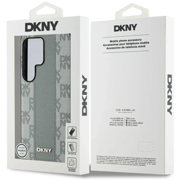 DKNY Leather Checkered Pattern MagSafe Case for Samsung Galaxy S25 Ultra - Grayeng