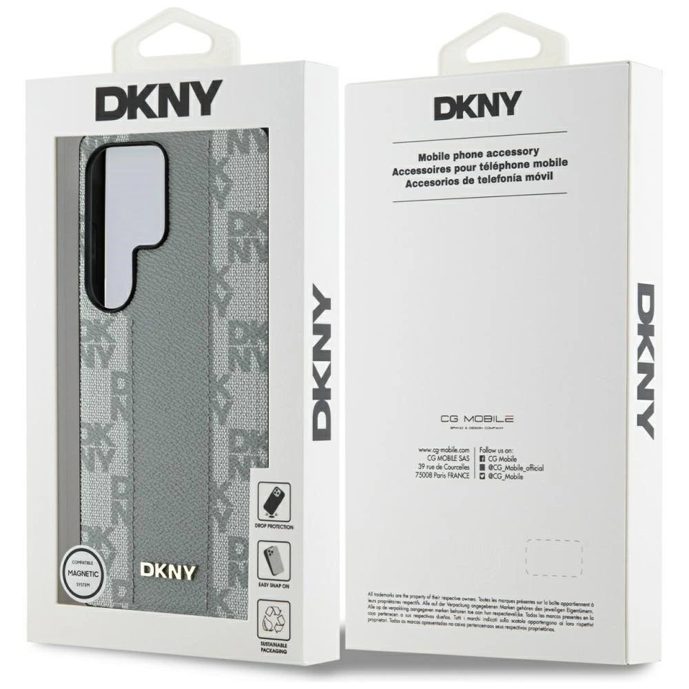 DKNY Leather Checkered Pattern MagSafe Case for Samsung Galaxy S25 Ultra - Grayeng