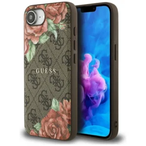Guess 4G Flowers Print MagSafe case for iPhone 16e - browneng