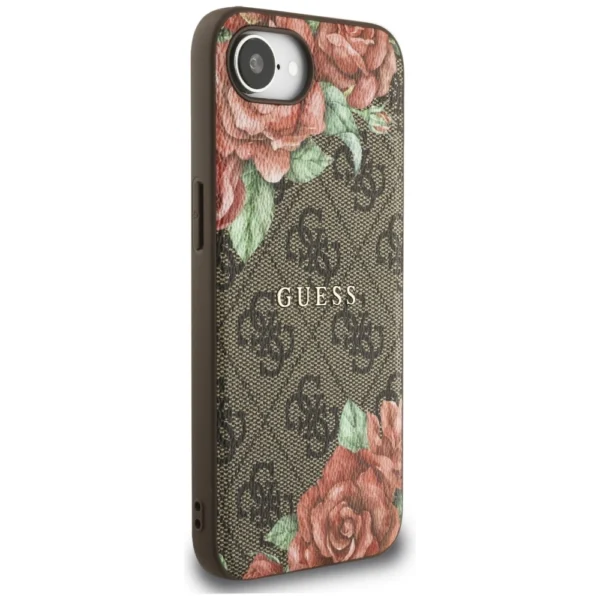 Guess 4G Flowers Print MagSafe case for iPhone 16e - browneng