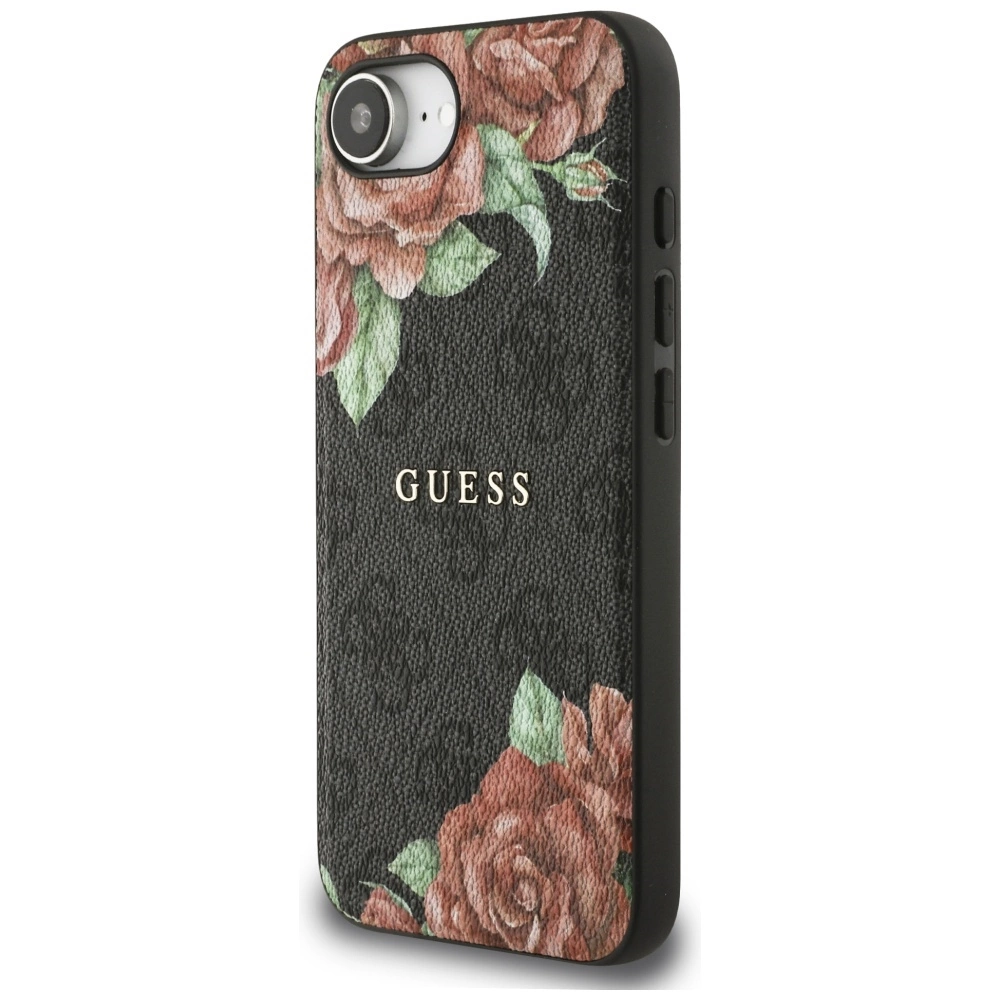 Guess 4G Flowers Print MagSafe case for iPhone 16e - blackeng
