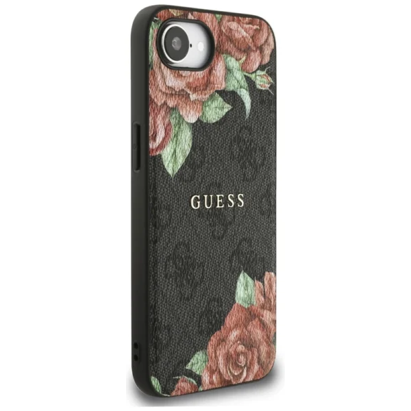 Guess 4G Flowers Print MagSafe case for iPhone 16e - blackeng