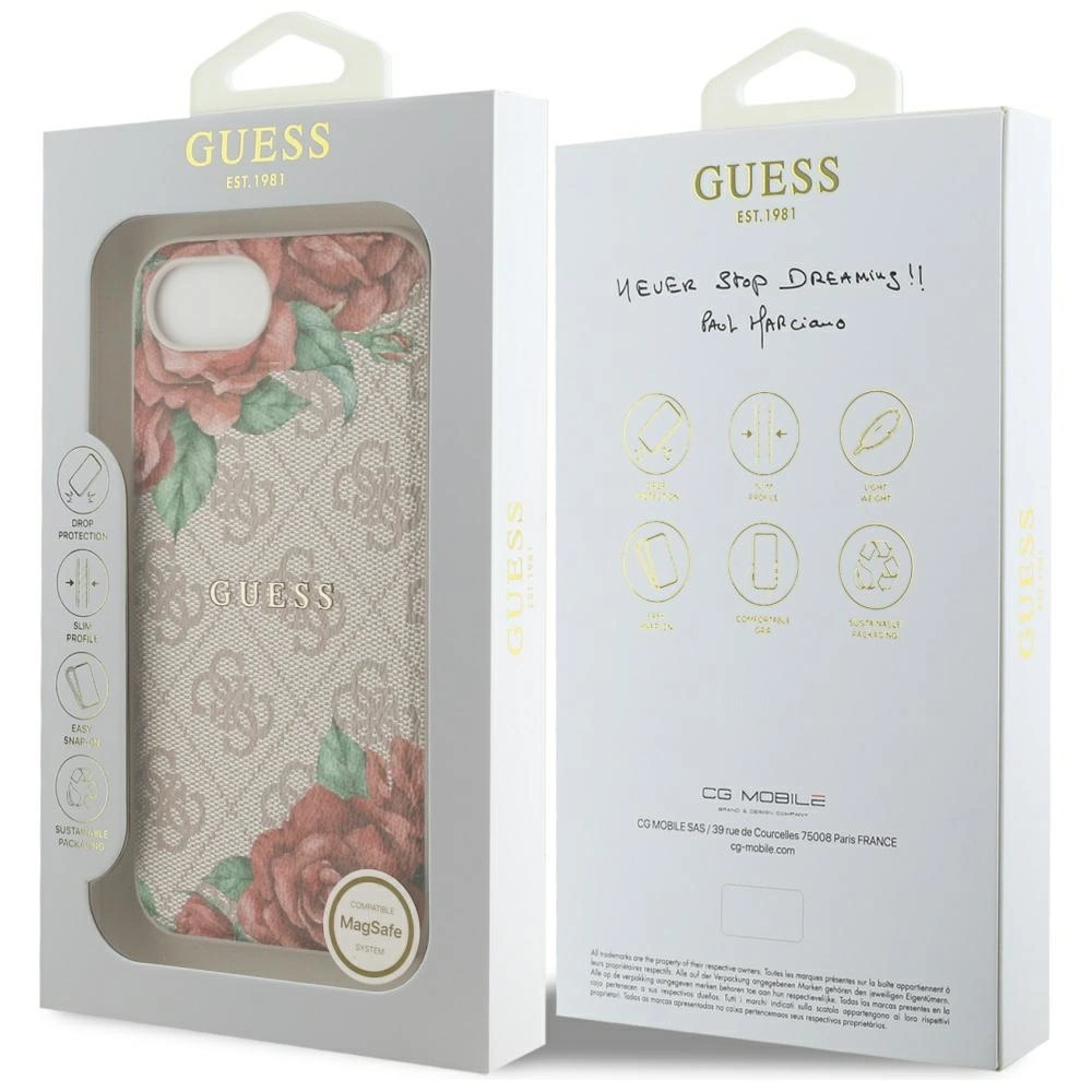 Guess 4G Flowers Print MagSafe iPhone 16e Case - Pinkeng