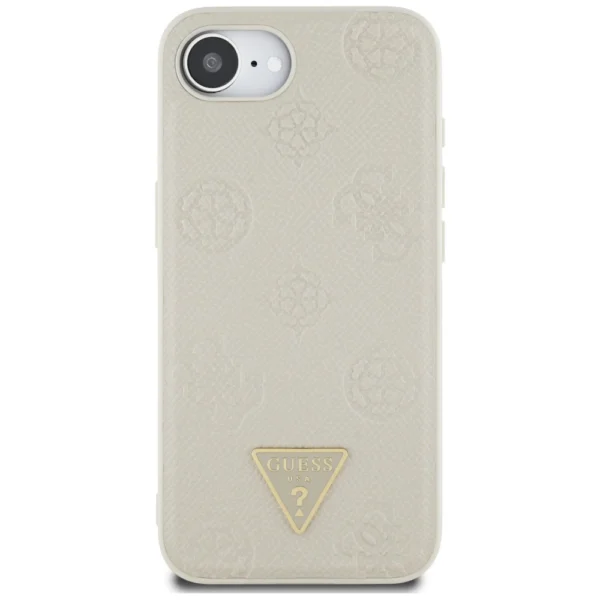 Guess Grained Hot Stamp Peony Triangle Logo MagSafe case for iPhone 16e - beigeeng