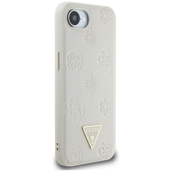 Guess Grained Hot Stamp Peony Triangle Logo MagSafe case for iPhone 16e - beigeeng
