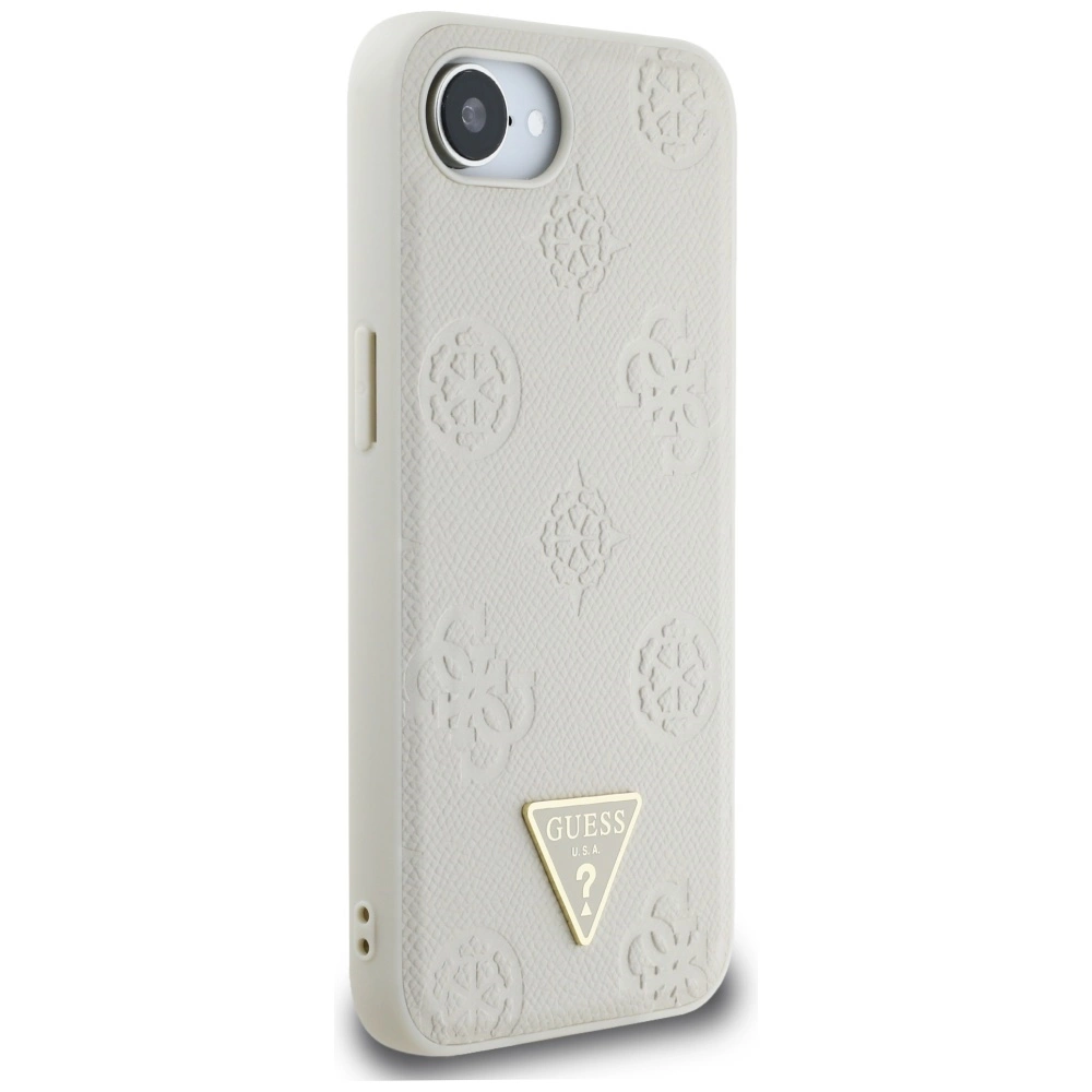 Guess Grained Hot Stamp Peony Triangle Logo MagSafe case for iPhone 16e - beigeeng