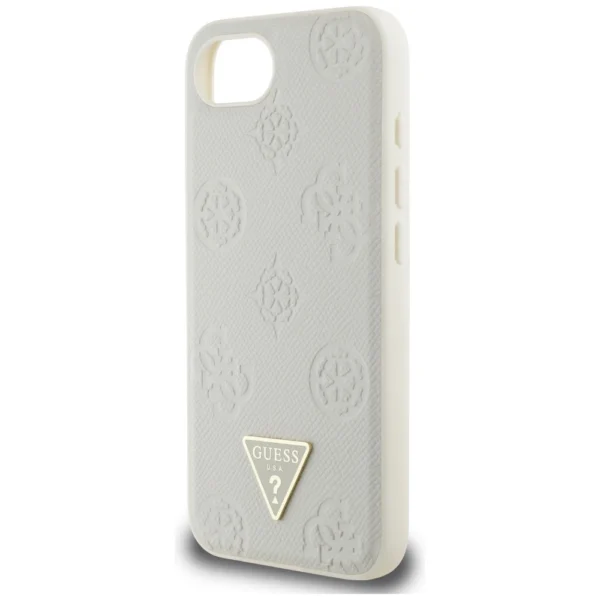 Guess Grained Hot Stamp Peony Triangle Logo MagSafe case for iPhone 16e - beigeeng