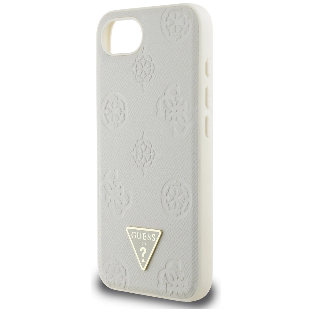 Guess Grained Hot Stamp Peony Triangle Logo MagSafe case for iPhone 16e - beigeeng