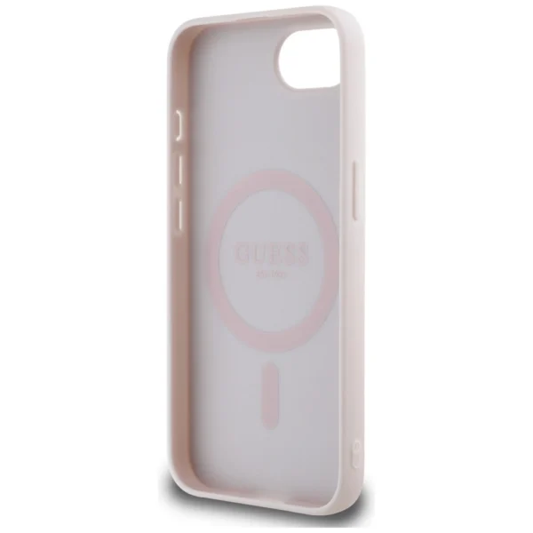 Guess Grained Hot Stamp Peony Triangle Logo MagSafe case for iPhone 16e - beigeeng