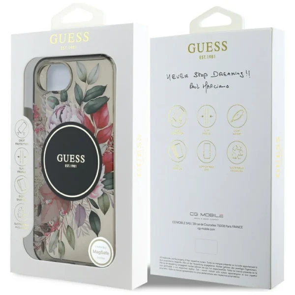 Guess IML Flowers MagSafe iPhone 16e Case - Blackeng