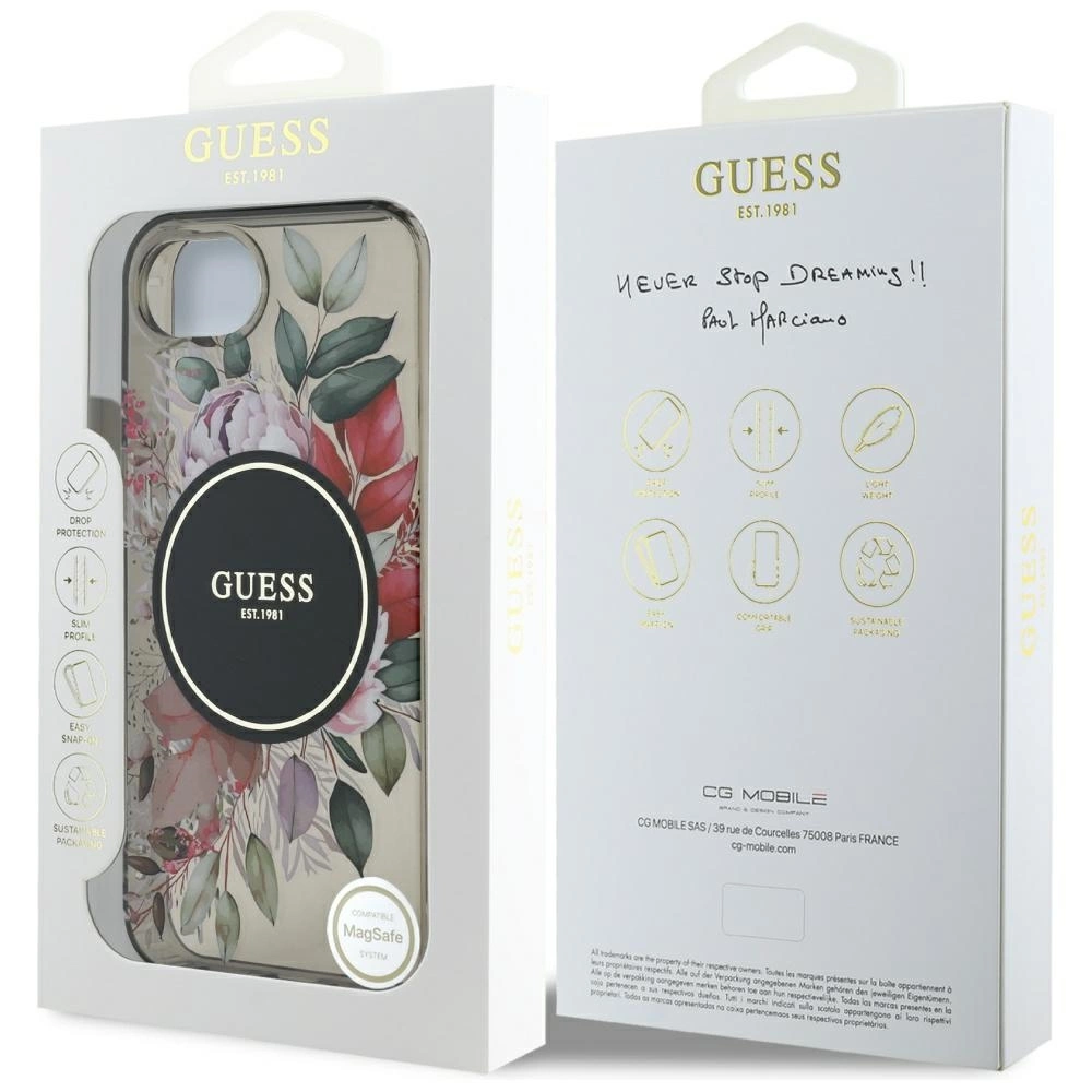 Guess IML Flowers MagSafe iPhone 16e Case - Blackeng