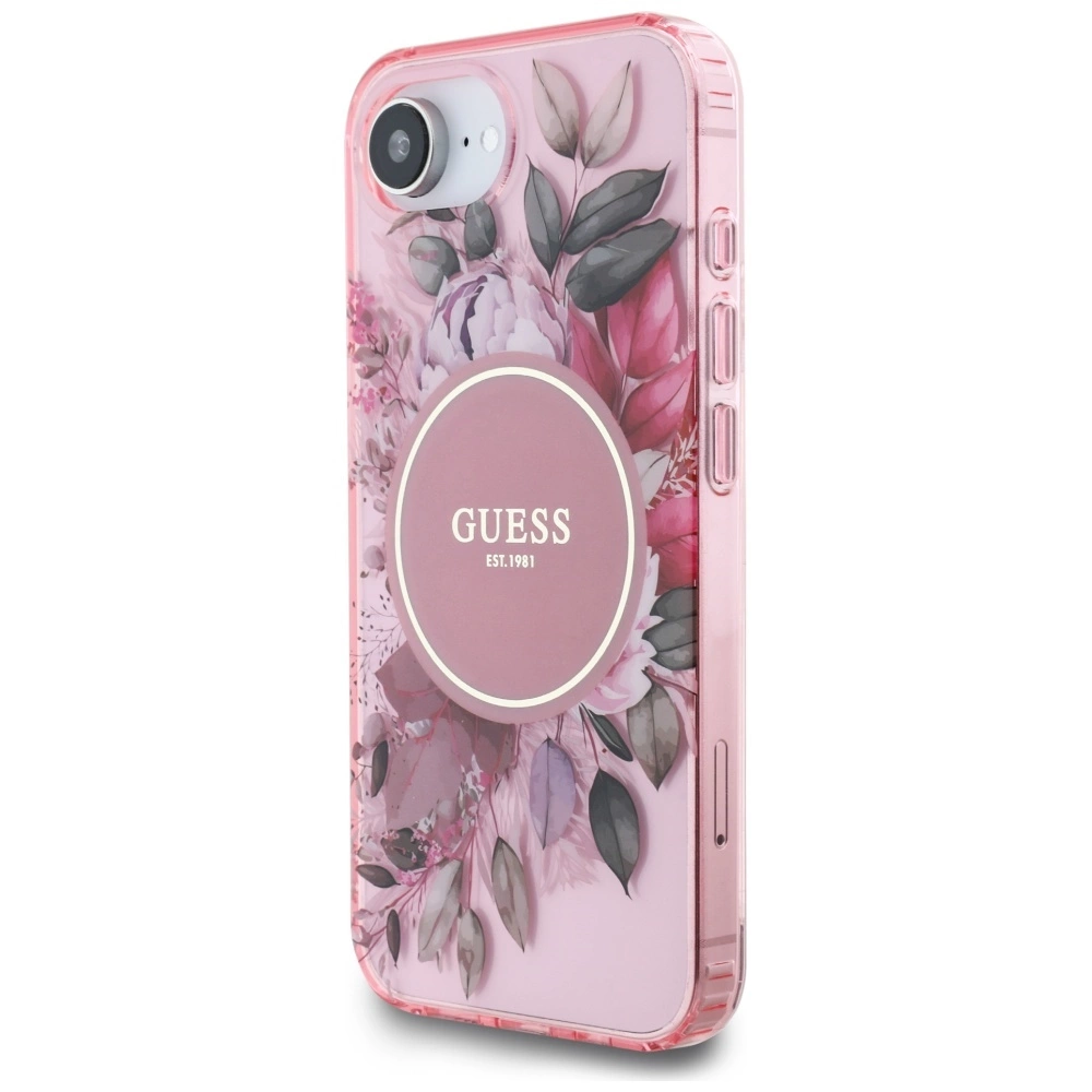 Guess IML Flowers MagSafe iPhone 16e Case - Pinkeng