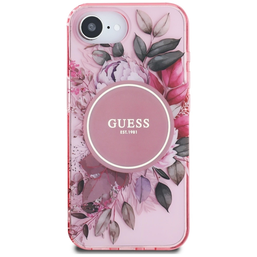 Guess IML Flowers MagSafe iPhone 16e Case - Pinkeng