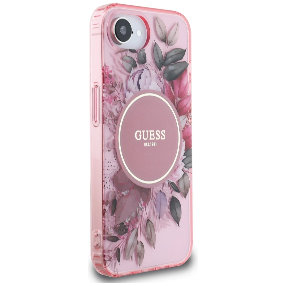 Guess IML Flowers MagSafe iPhone 16e Case - Pinkeng