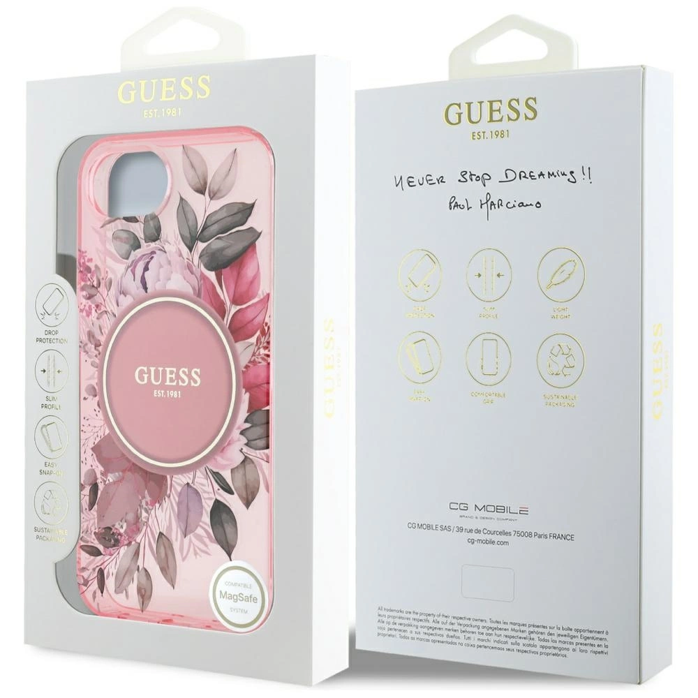 Guess IML Flowers MagSafe iPhone 16e Case - Pinkeng