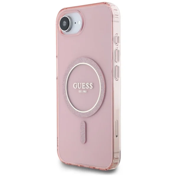 Guess IML Glitter Circle MagSafe case for iPhone 16e - pinkeng