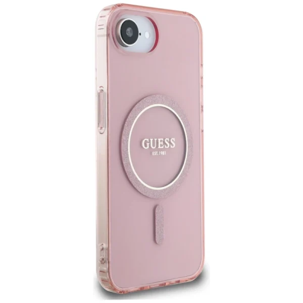 Guess IML Glitter Circle MagSafe case for iPhone 16e - pinkeng