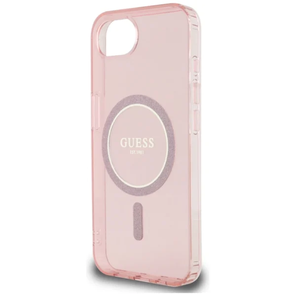 Guess IML Glitter Circle MagSafe case for iPhone 16e - pinkeng
