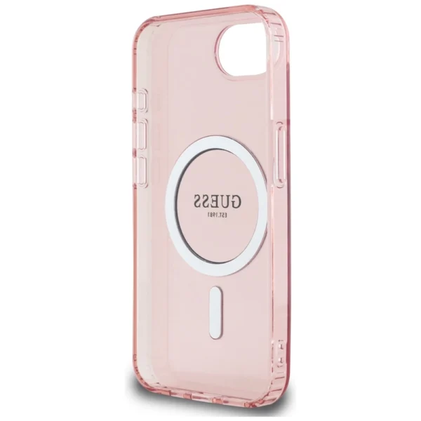 Guess IML Glitter Circle MagSafe case for iPhone 16e - pinkeng