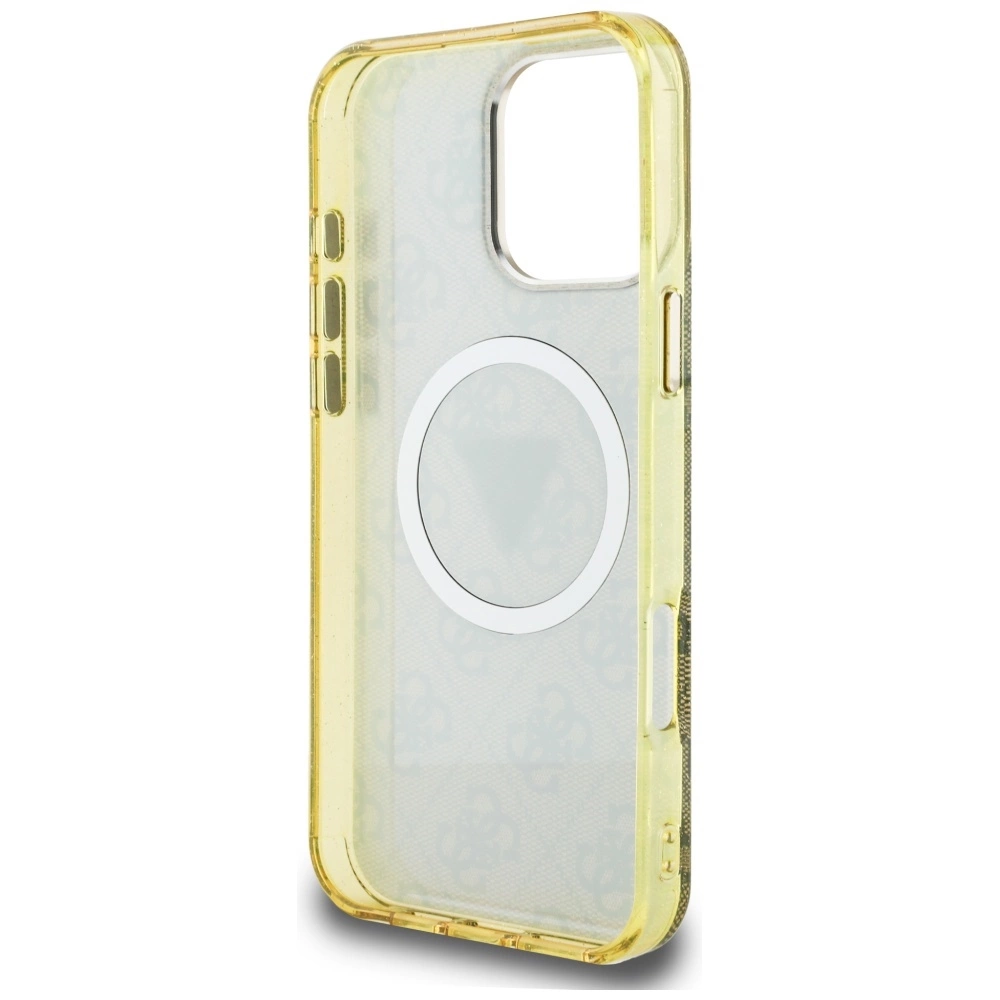 Guess IML Metal Glitter 4G Circle Triangle MagSafe Case for iPhone 16 Pro - Browneng