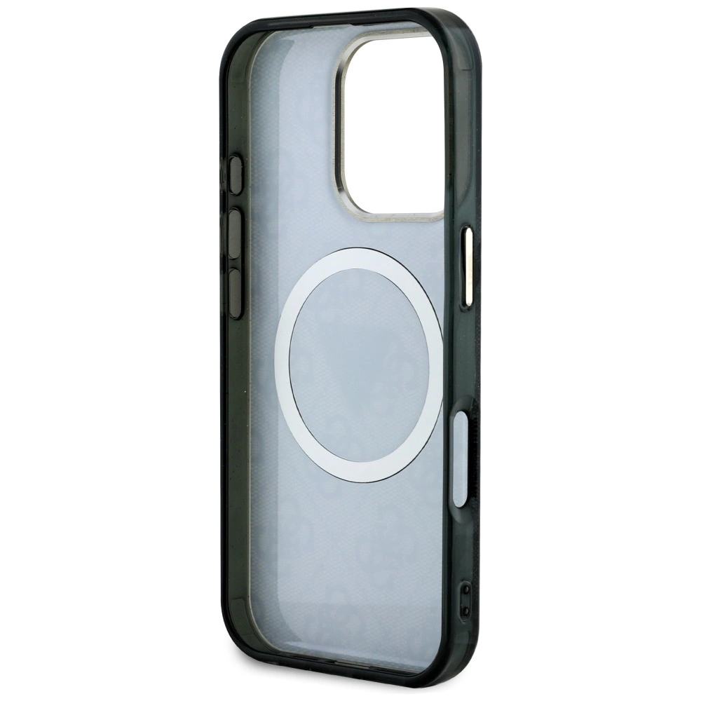 Guess IML Metal Glitter 4G Circle Triangle MagSafe Case for iPhone 16 Pro Max - Blackeng