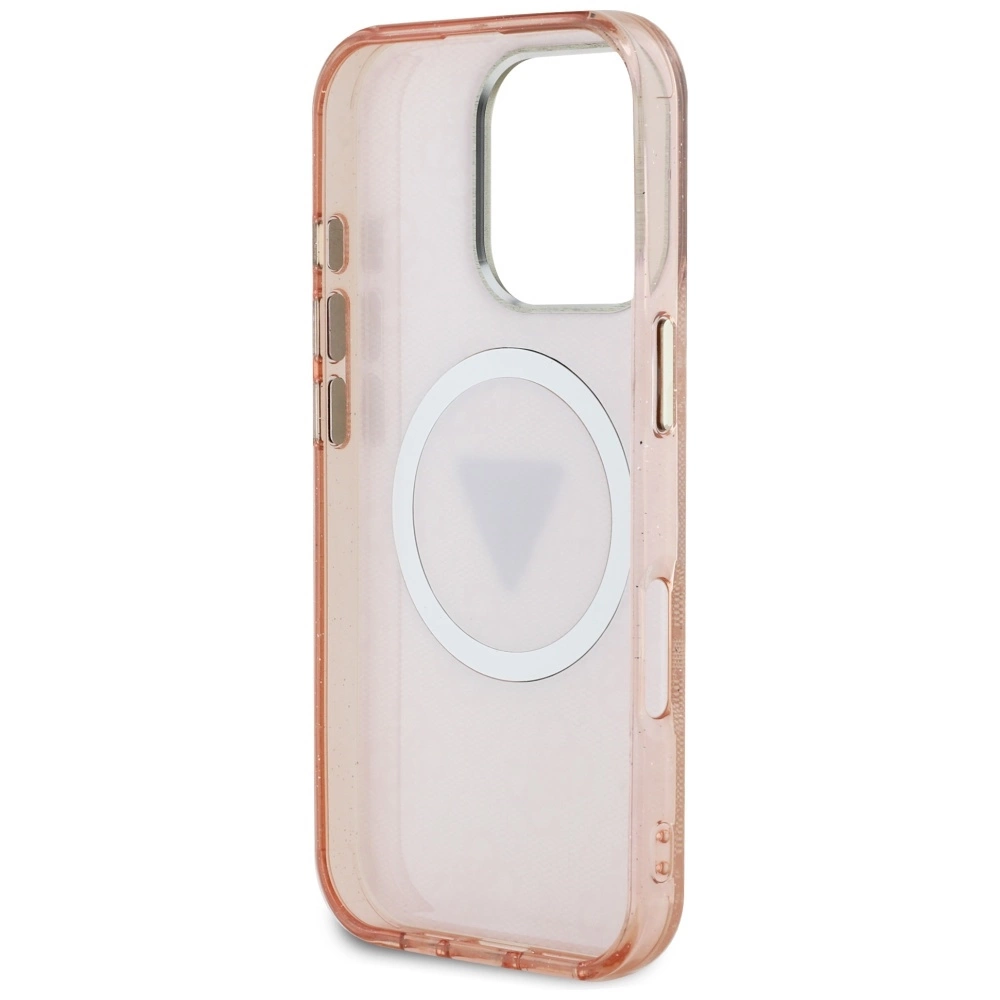 Guess IML Metal Glitter 4G Circle Triangle MagSafe Case for iPhone 16 Pro Max - Pinkeng