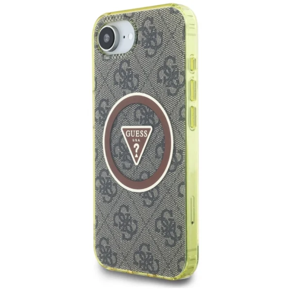Guess IML Metal Glitter 4G Circle Triangle MagSafe case for iPhone 16e - browneng