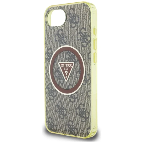 Guess IML Metal Glitter 4G Circle Triangle MagSafe case for iPhone 16e - browneng