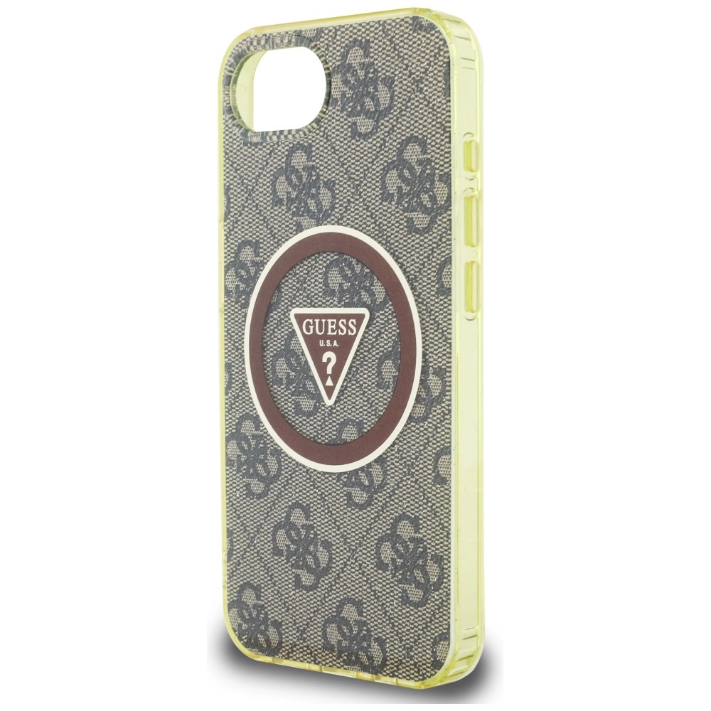 Guess IML Metal Glitter 4G Circle Triangle MagSafe case for iPhone 16e - browneng
