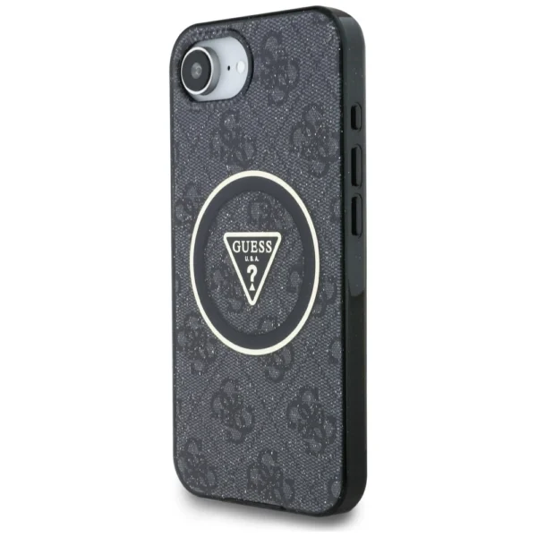 Guess IML Metal Glitter 4G Circle Triangle MagSafe Case for iPhone 16e - Blackeng