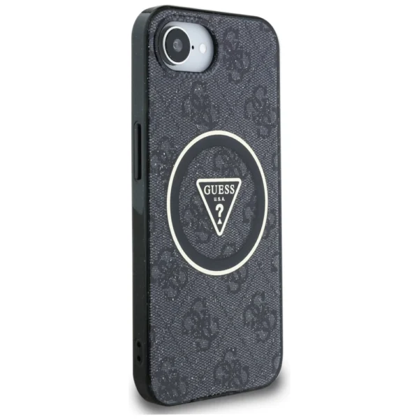 Guess IML Metal Glitter 4G Circle Triangle MagSafe Case for iPhone 16e - Blackeng