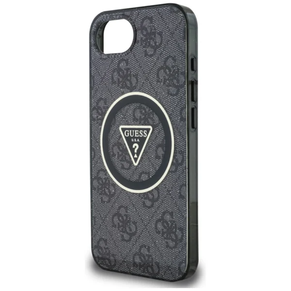 Guess IML Metal Glitter 4G Circle Triangle MagSafe Case for iPhone 16e - Blackeng