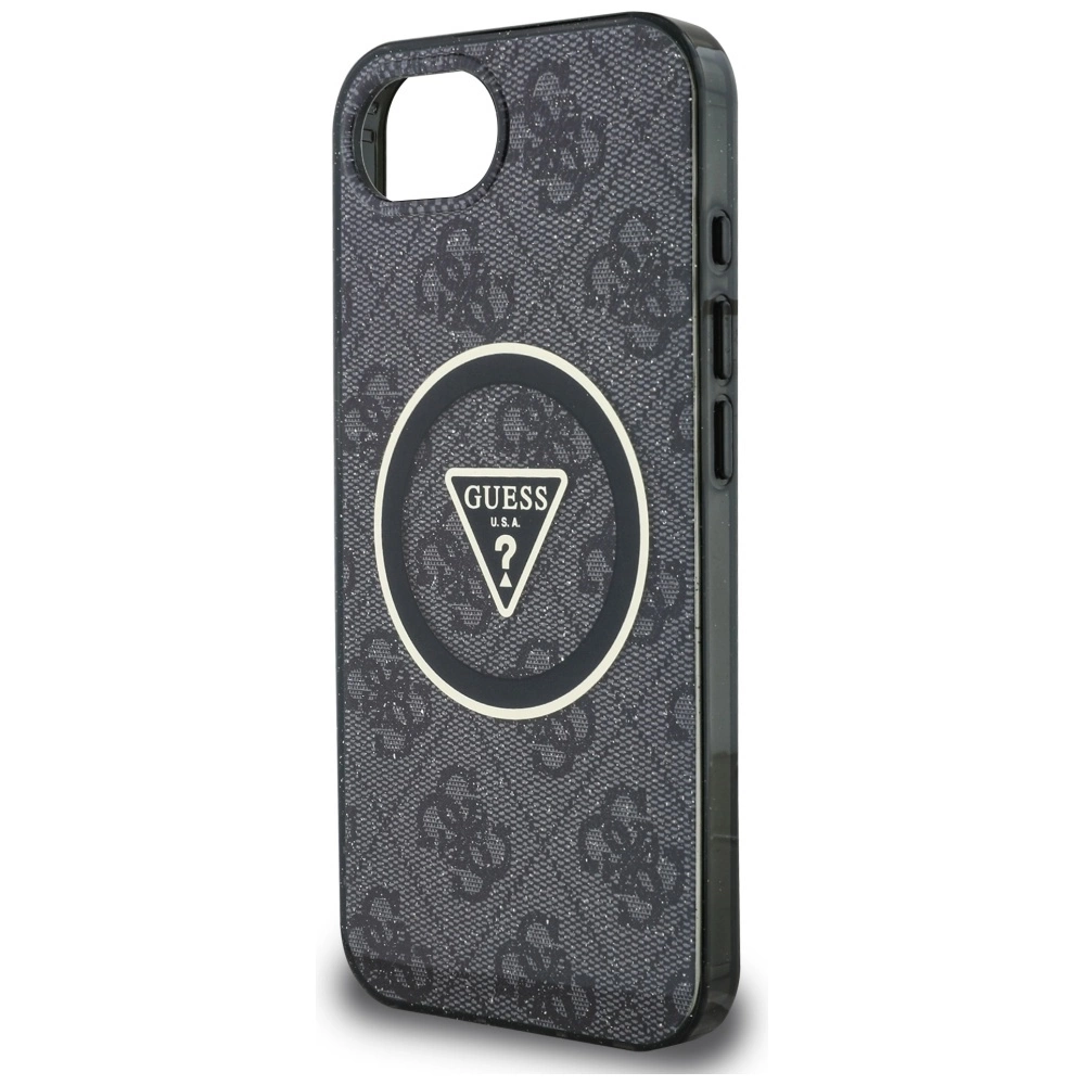 Guess IML Metal Glitter 4G Circle Triangle MagSafe Case for iPhone 16e - Blackeng