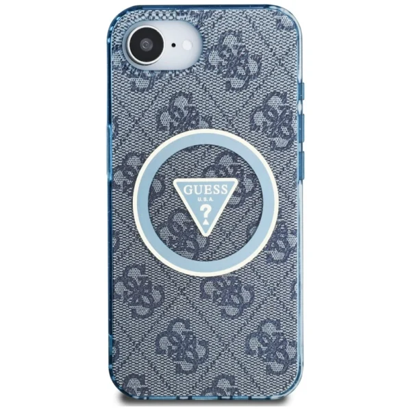 Guess IML Metal Glitter 4G Circle Triangle MagSafe Case for iPhone 16e - Blueeng