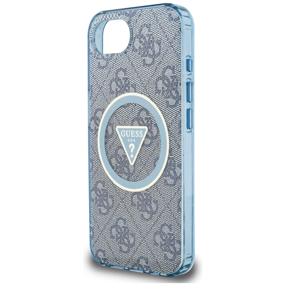 Guess IML Metal Glitter 4G Circle Triangle MagSafe Case for iPhone 16e - Blueeng