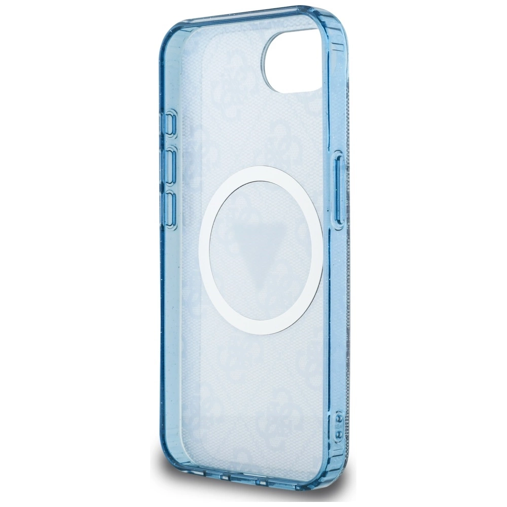 Guess IML Metal Glitter 4G Circle Triangle MagSafe Case for iPhone 16e - Blueeng