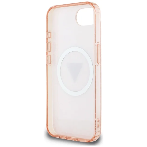Guess IML Metal Glitter 4G Circle Triangle MagSafe case for iPhone 16e - pinkeng
