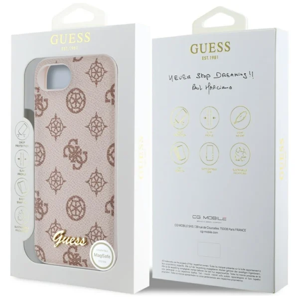 Guess Peony Script Logo MagSafe iPhone 16e Case - Browneng