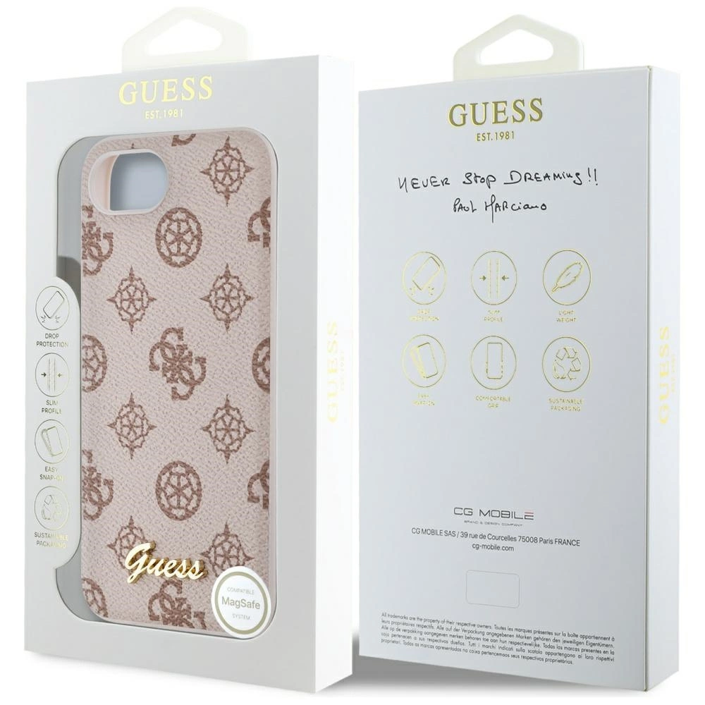 Guess Peony Script Logo MagSafe iPhone 16e Case - Browneng