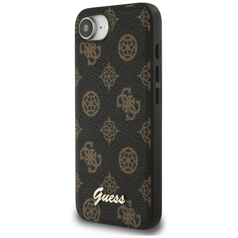 Guess Peony Script Logo MagSafe iPhone 16e Case Blackeng