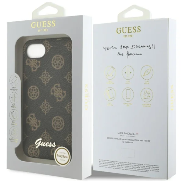 Guess Peony Script Logo MagSafe iPhone 16e Case Blackeng